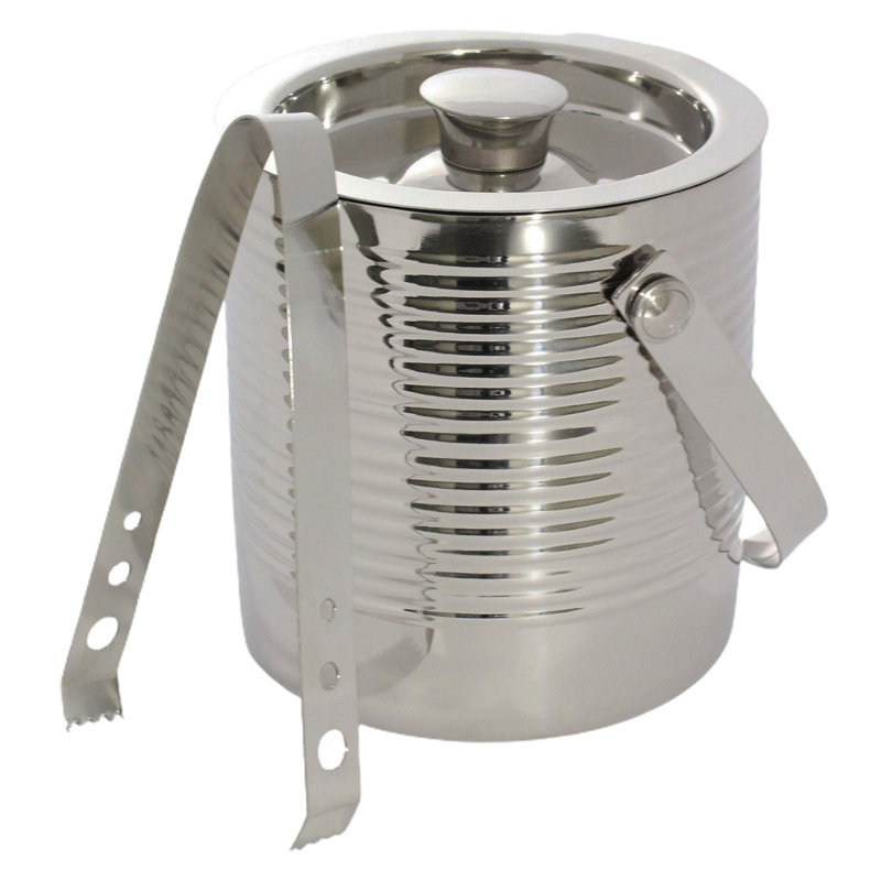 Hein Stainless Steel Ice Bucket, 6.29" H x 5.9" W x 5.9" D, Silver Ribbed