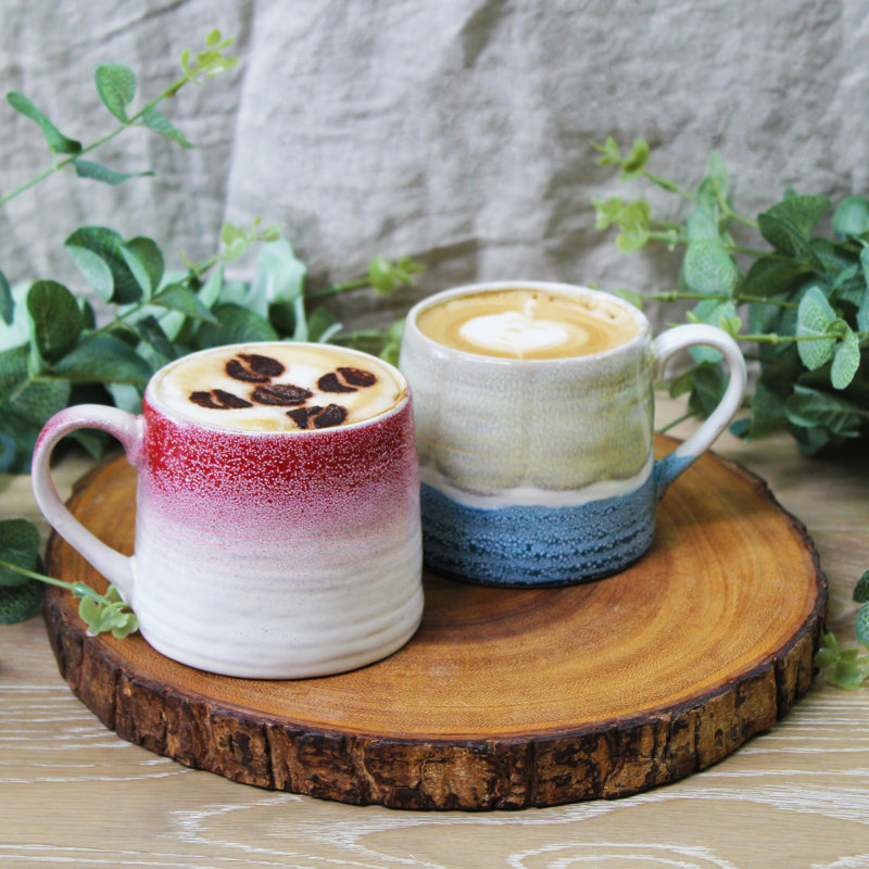 Ombre Speckle Glazed Mug, Red/Grey