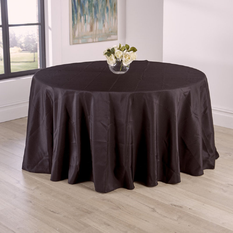 Round Polyester Tablecloth, 137cm W x 137cm L, 1 Piece, Black
