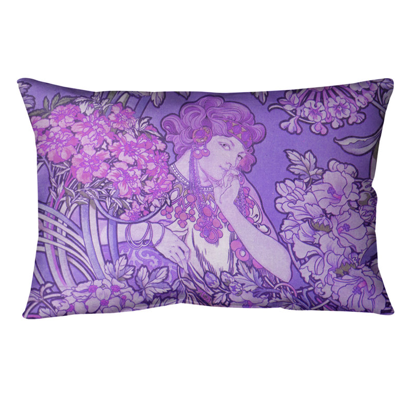 Coussin lombaire à fleurs alphonse mucha, Mauve, Protection UV
