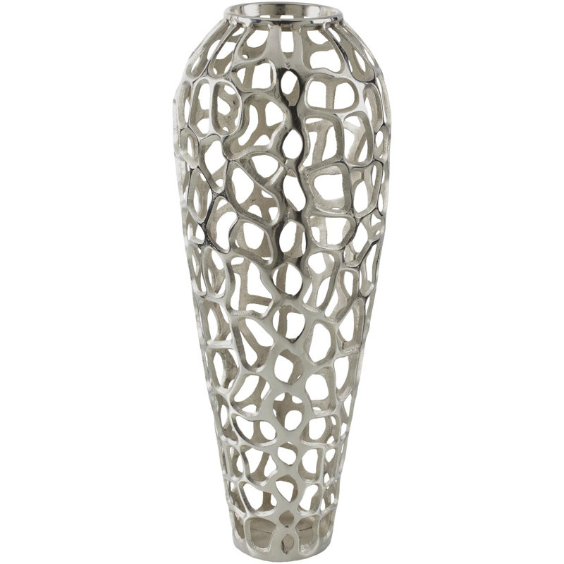 Vase décoratif Natalyia, Argent, H 32 po x l 12 po x P 12 po
