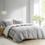 Housse de couette pour lit double / grand en coton gris et couleurs, textures