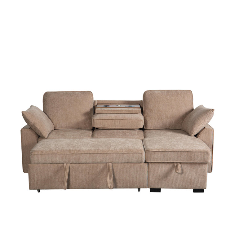 Multi - Functional Sectional Sofa Ensemble Featuring A Removable Cup Holder Tray, Storage - Integrated Chaise And Adjustable Backrests
