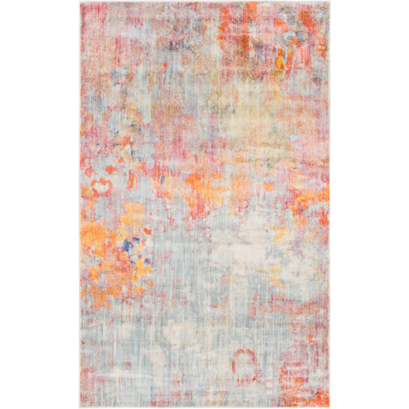 Tapis abstrait gris / orange Frodsham, Rectangle 5 pi 1 po x 8 pi