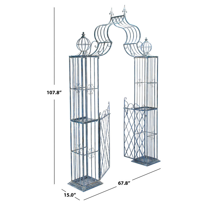 Antique Blue Iron Victorian Romance Garden Arbor