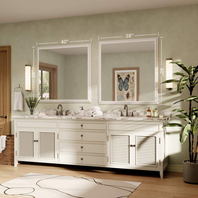 Miroir de meuble-lavabo mural Molly, 40 po x 38 po, Blanc