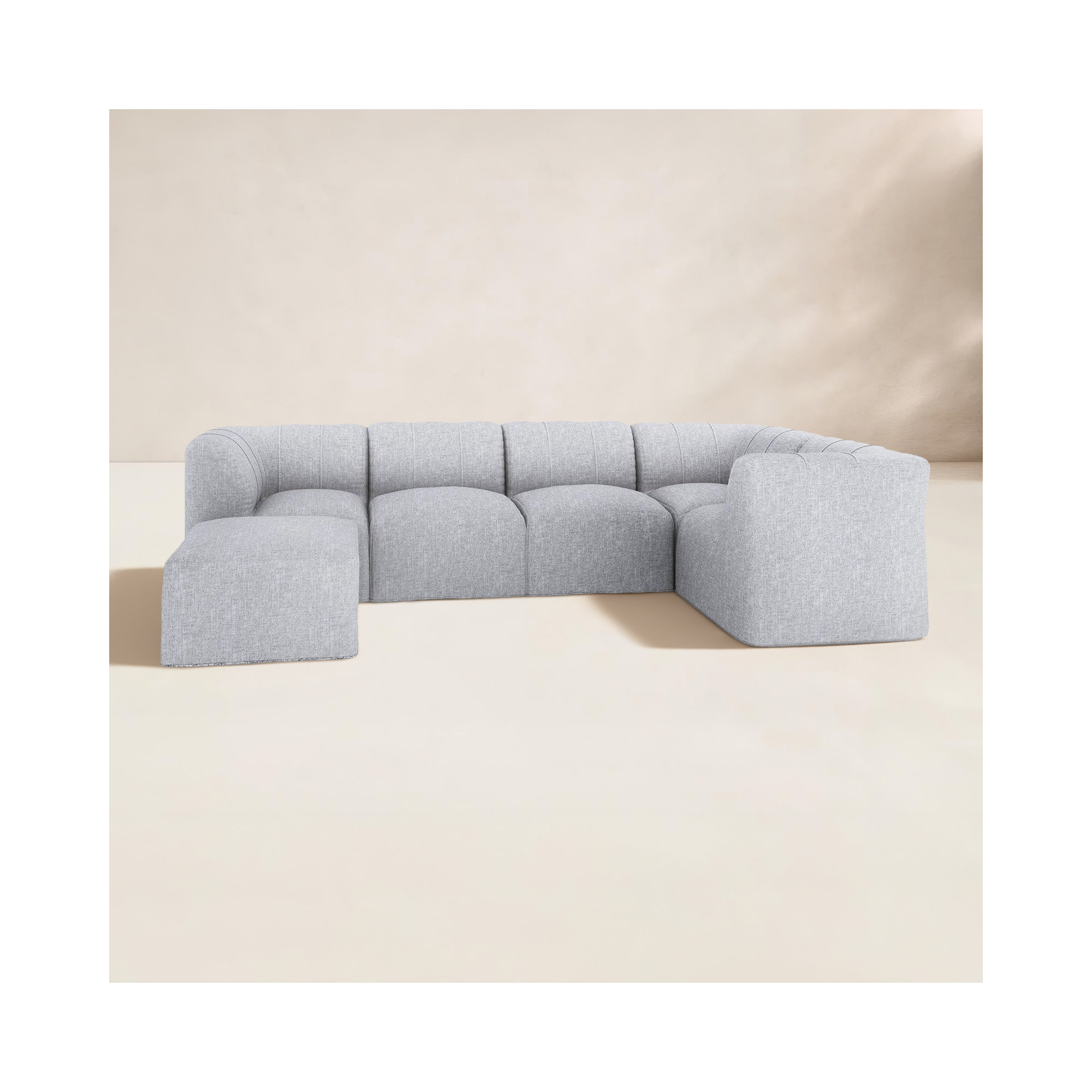Praia 124" Sunbrella Outdoor Sofa with Ottoman, Canvas Granite Sunbrella® Canvas