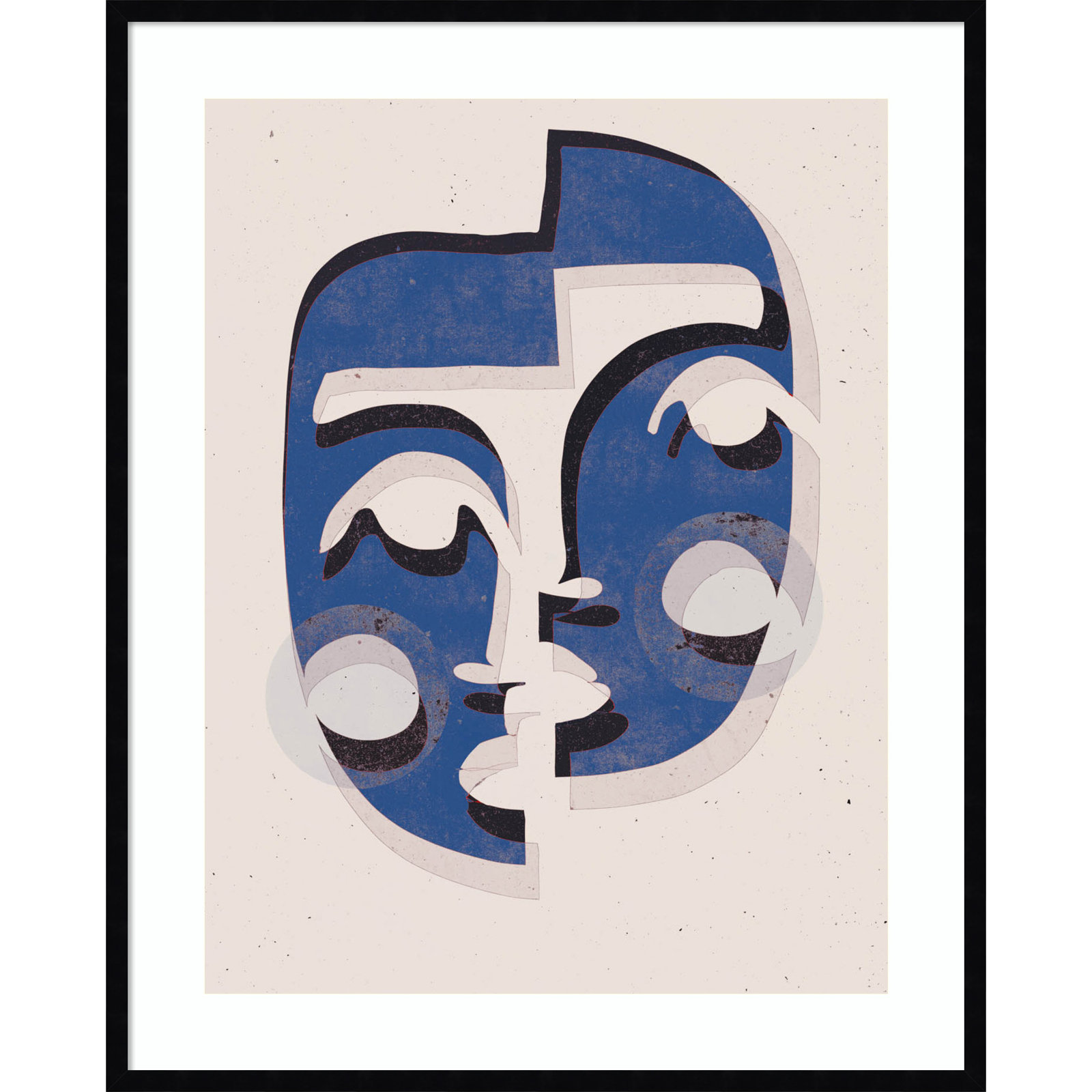 Galya "The Blue Mask" Print by Treechild, 41" H x 33" W, Black