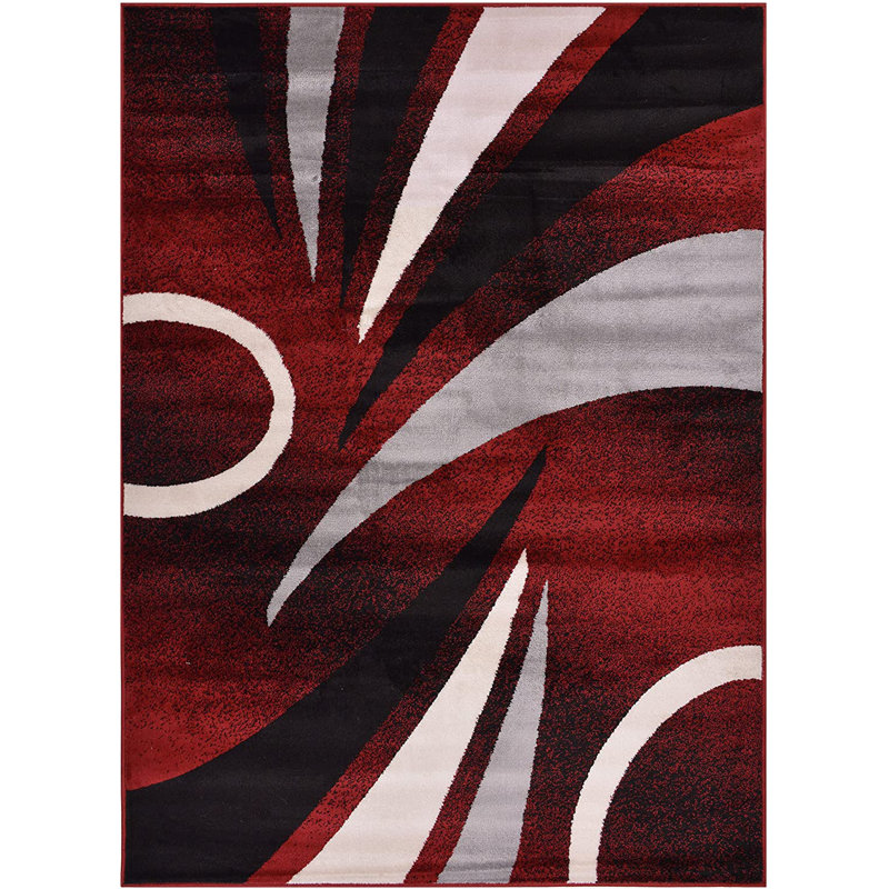 Tapis rouge à motif géométrique Evanston, Rectangle 4 pi 11 po x 6 pi 11 po