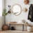 Wooden Farmhouse Round Wall Mirror-1466417827