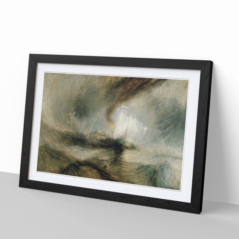 Snow Storm by Joseph Mallord William Turner - Picture Frame Painting, 36cm H x 48cm W x 2cm D, Black Framed