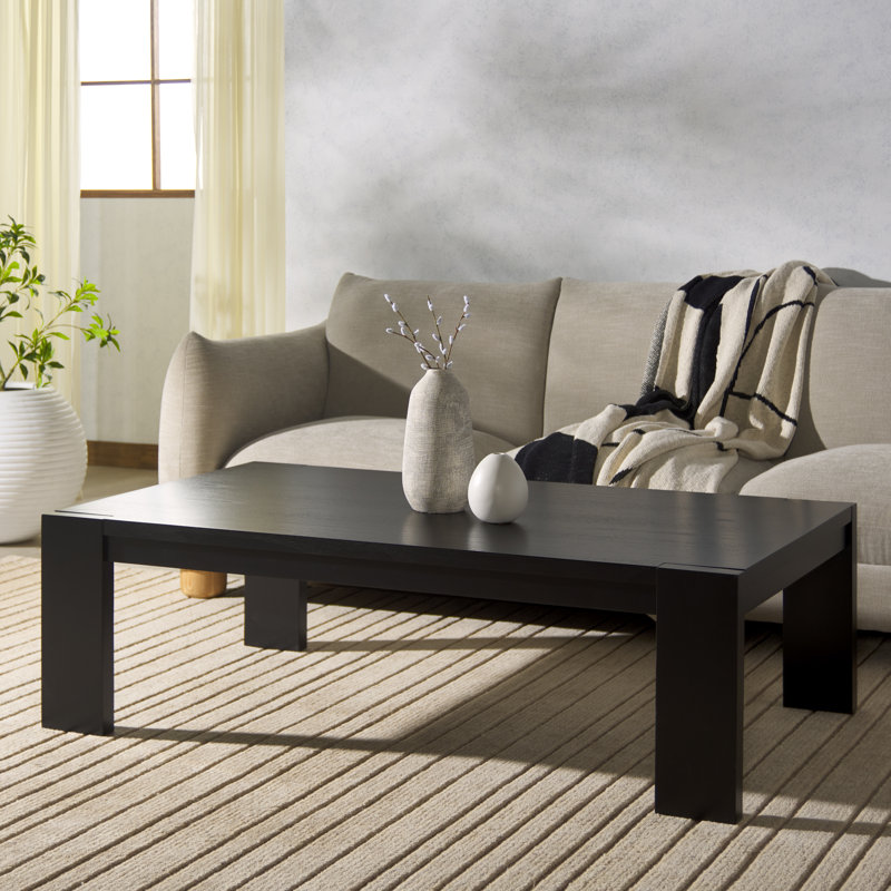 Nikole Rectangle Wood Coffee Table, Black