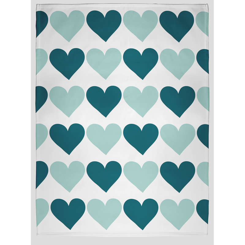 Jeté Alternating Hearts, Appétit bleu sarcelle, L 30 po x L 39,75 po