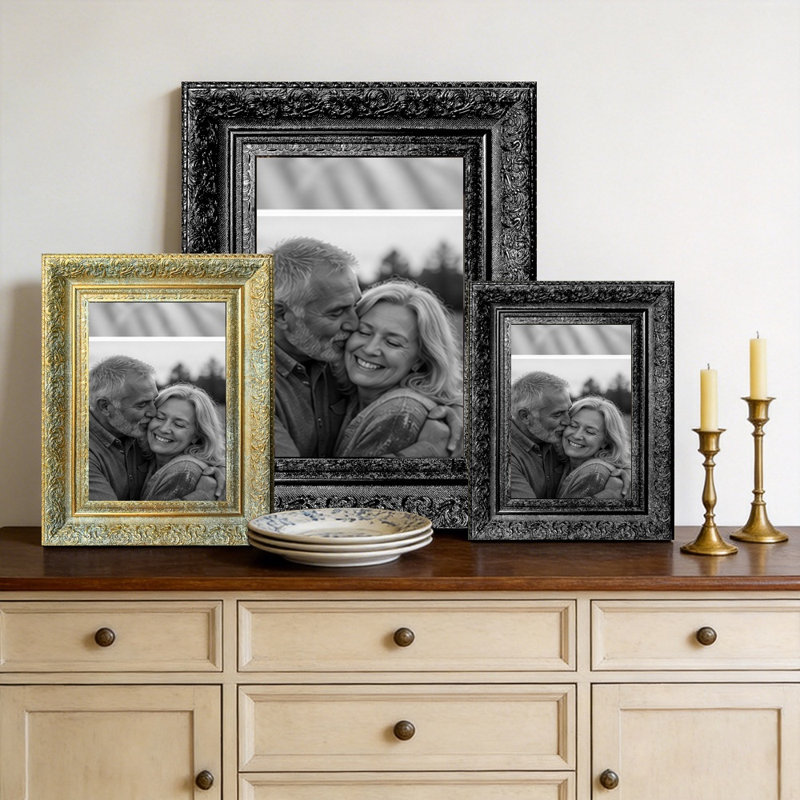 Cadre photo 5 pièces x 5 "noir 5" pour décoration intérieure, Noir, 1, L 5 po x H 7 po