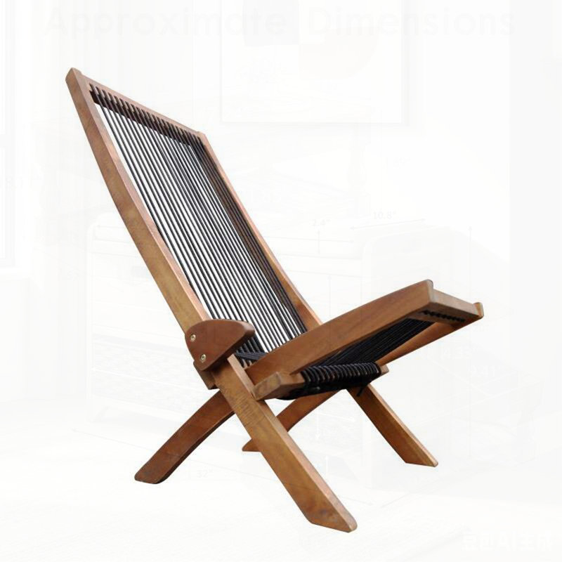Chaise pliante en bois cordée avec finition naturelle pour l'intérieur et l'extérieur, parfaite pour économiser de l'espace et du confort