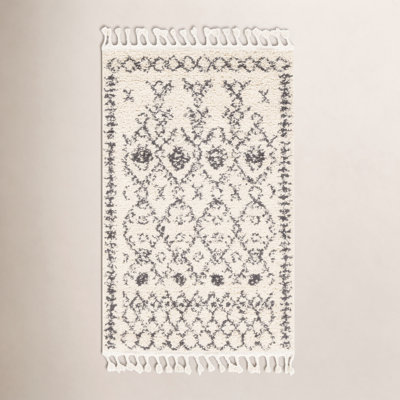 Mossy Charcoal Beige Moroccan Rug