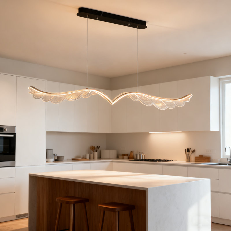 Lustre moderne et élégant à oreilles dorées avec éclairage à DEL.