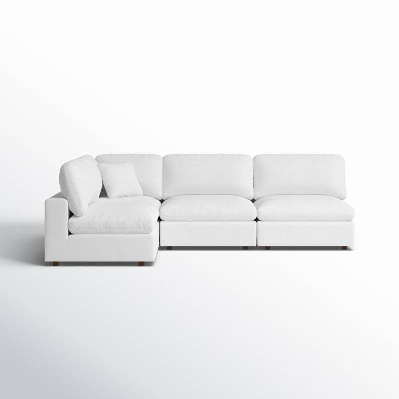 Jossa Upholstered L-Shaped Sectional Left Hand Facing, White Linen Blend