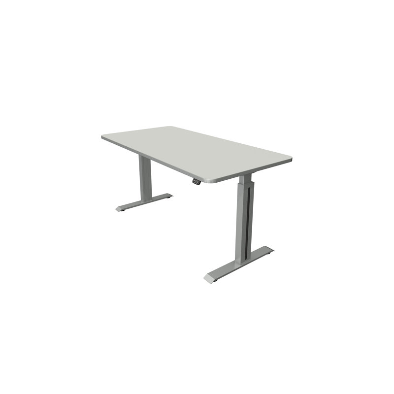 Pixa Adjustable Metal Base Standing Desk, Light Grey, 74-123cm H x 160cm W x 80cm D