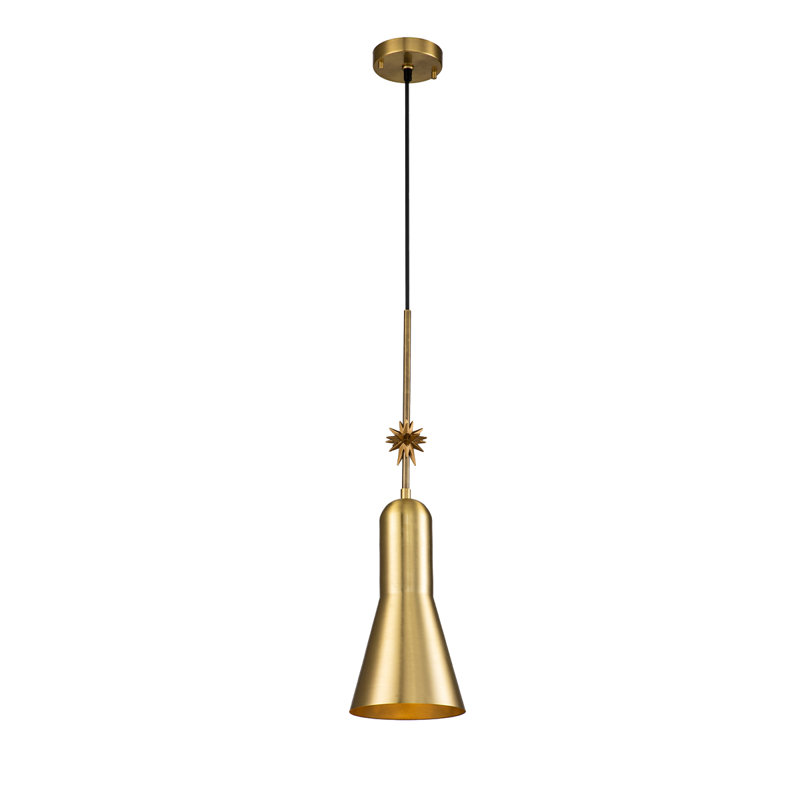 Etoile Small Aged Brass Pendant, Gold, 25.75" H x 7" W x 7" D