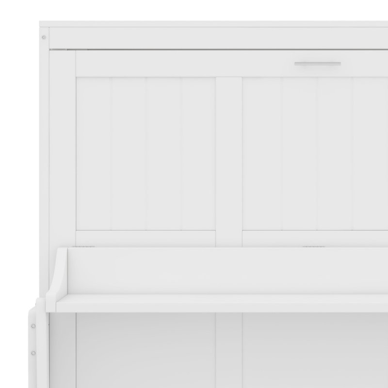 Lit escamotable avec élévateur hydraulique et bureau, Blanc, Lit double