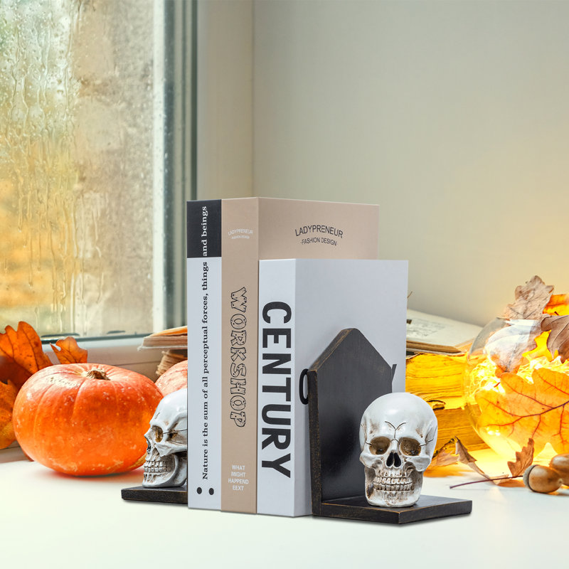 Halloween Decor Resin Skull Decorative Bookends