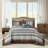 5 Piece Jacquard Set With Throw Pillows Blue-108977406