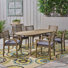 Tinnin 6-Person Acacia Wood Oval Outdoor Dining Set with Cushions