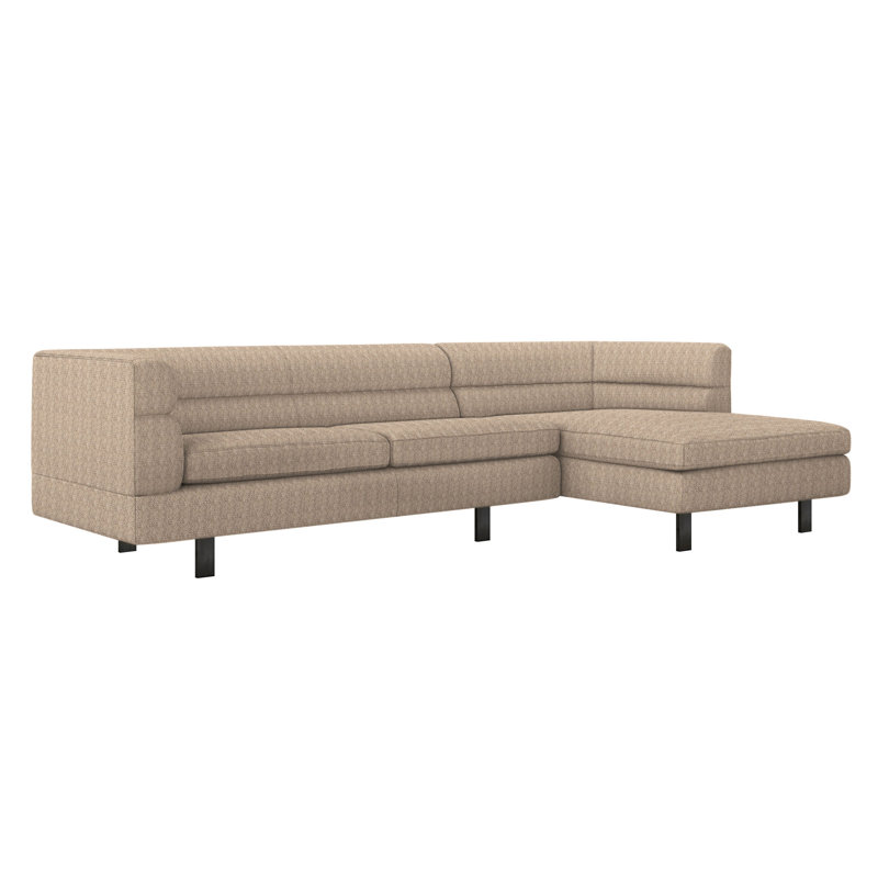 Ornette Chaise Sectional, Right Hand Facing, Black, Cameo 100% Polyester