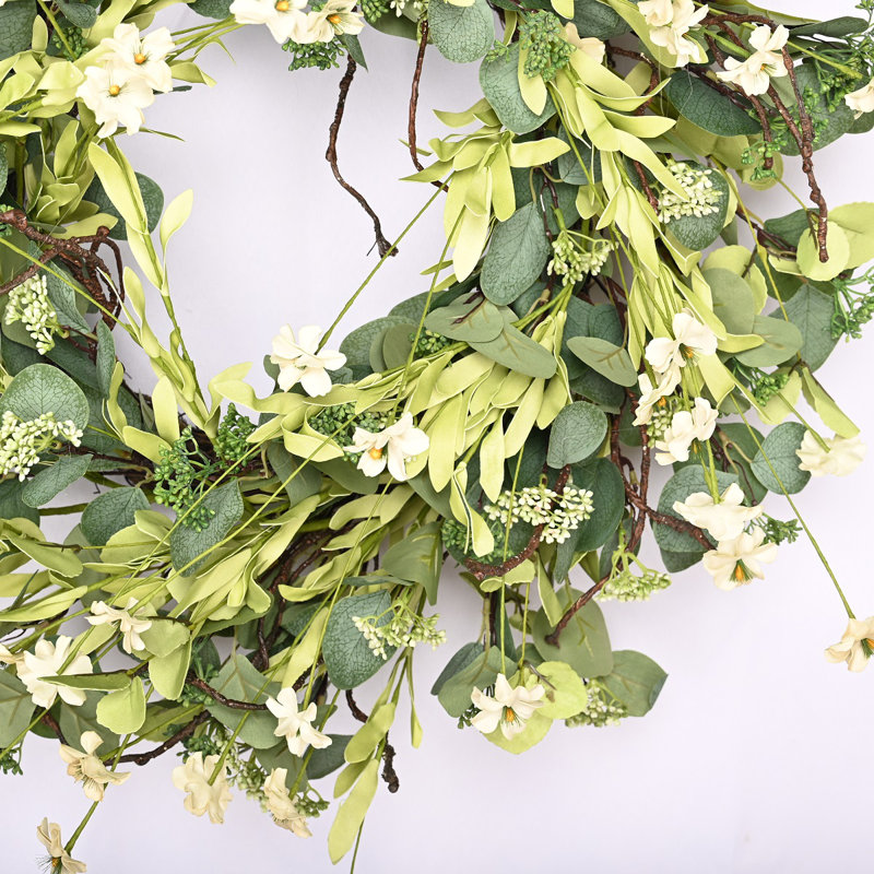 26" Spring Eucalyptus Daisy Front Door Wreath