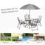 Ensemble de salle à manger de patio 6 pièces pour 4 personnes avec table et chaises d'extérieur avec parasol et 4 chaises de salle à manger pliantes et table ronde en verre pour le jardin et la piscine