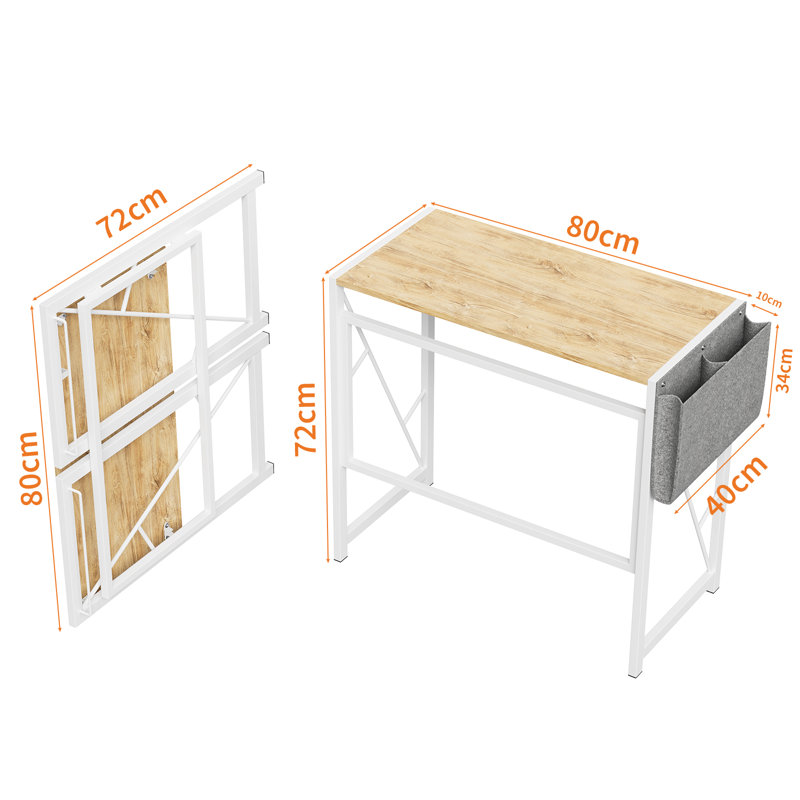 Folding Table, Natural/White