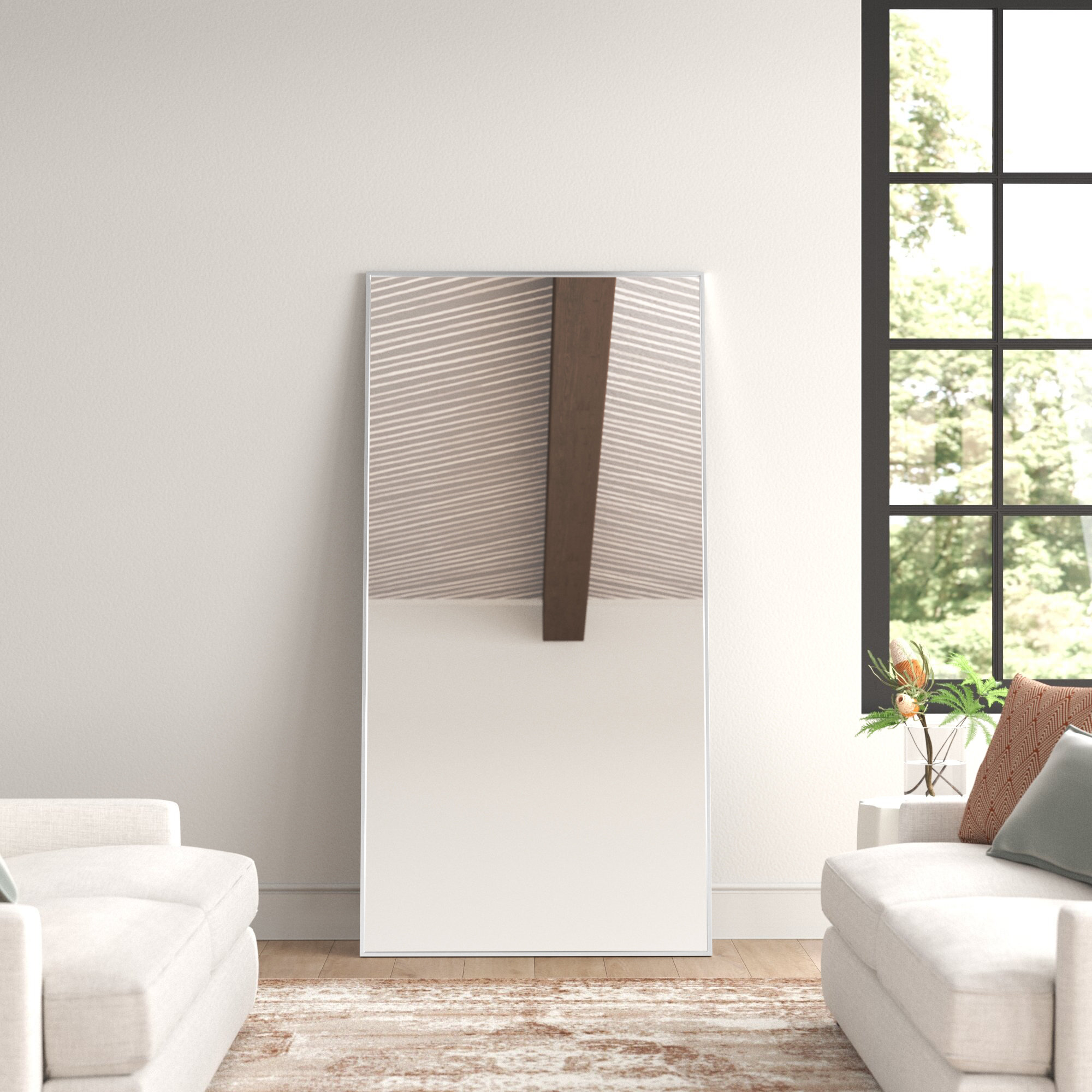 Sabine Metal Rectangle Wall Mirror, 36" x 18", Silver