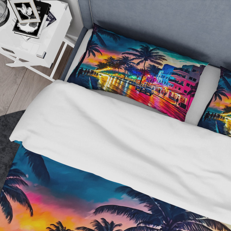 Ensemble de housse de couette en microfibre / polyester Miami Beach Holidays 3 Architecture