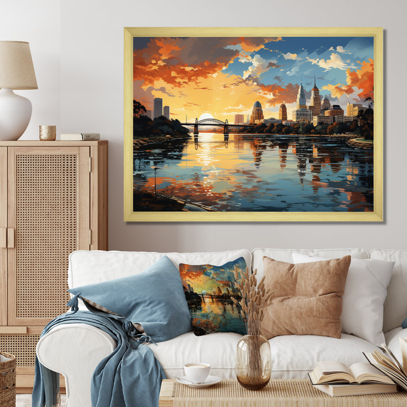 «City Austin Popart III», reproduction sur toile, H 30 po x l 40 po x P 1,5 po, Cadre doré à une seule photo