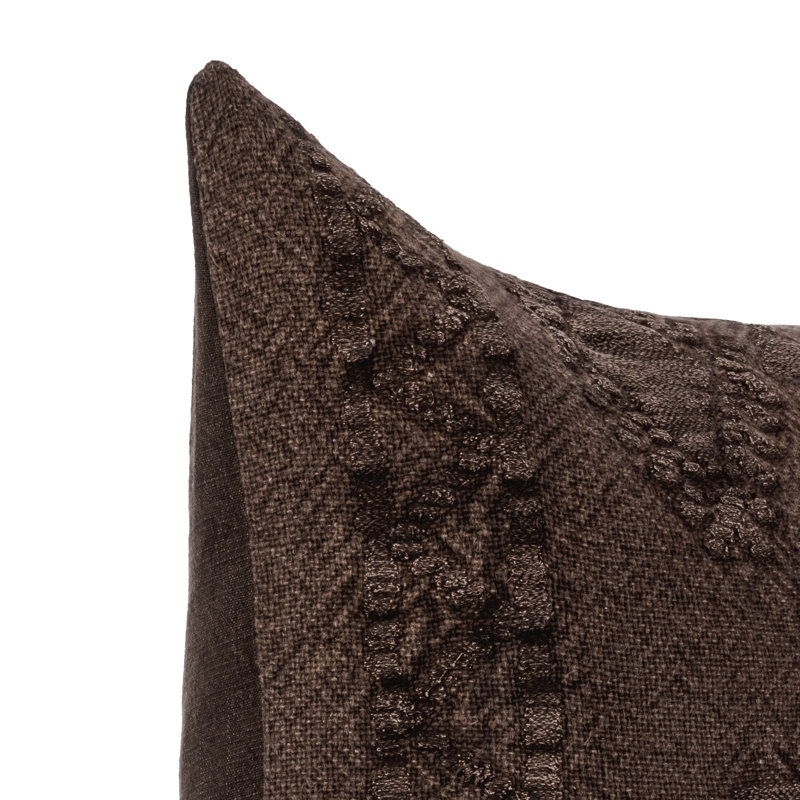 Abbey Linen Pillow Cover & Insert, Brown, Square 22"
