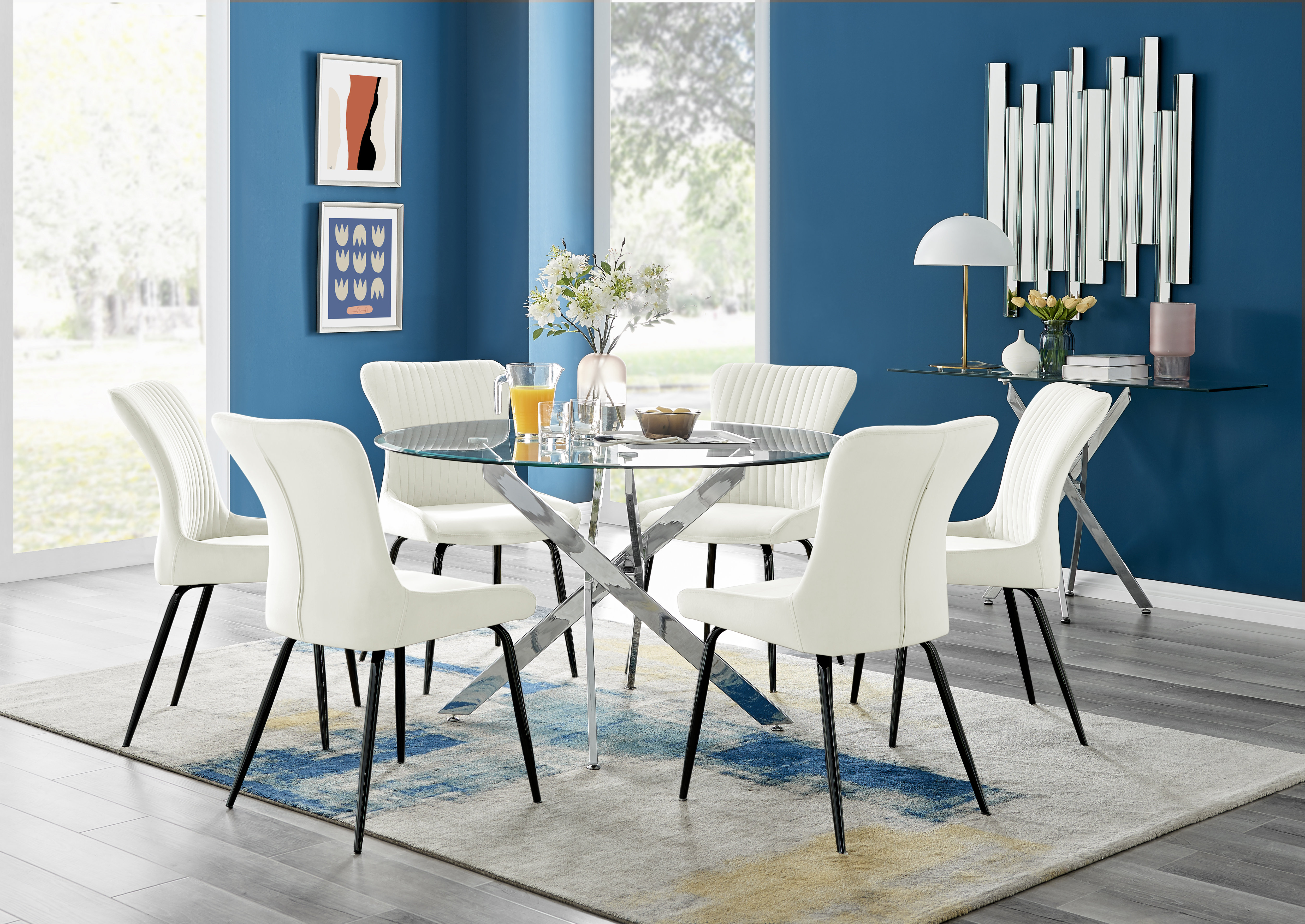 Caesar Round Table Glass Round Dining Table For 6 Caesar Glass Top Round Dining Table + 6