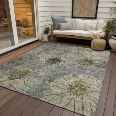 Tapis floral intérieur / extérieur lavable à la machine Leavittsburg ACN2235