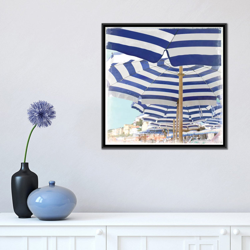 Beach Club by Charlie Carter - Print, 18" H x 18" W x 1.5" D, Black Framed Canvas, No Mat