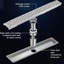 Drain de douche linéaire en nickel brossé Mango 24 po, drain de plancher rectangulaire, acier inoxydable 304, pieds réglables, crépine, crochet