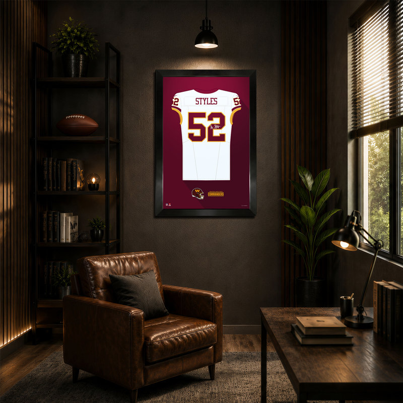 NFL-PA WASHINGTON COMMANDERS SONNY STYLES 52, impression encadrée de chandail blanc 14 po x 20 po, Sonny Styles
