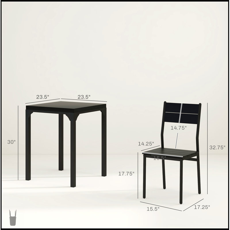 Ensemble repas compact 3 pièces avec table et tabourets pour petits espaces, idéal pour les cuisines modernes et les coins repas
