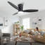Ventilateur de plafond moderne avec lumière et télécommande / commande, 3 températures de couleur DEL, moteur CC silencieux à 6 vitesses, réversible, à intensité variable, minuterie, pales noires-143432985