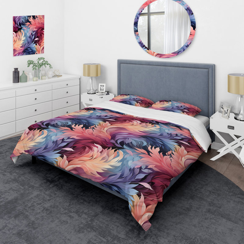 Ensemble de housse de couette rose et bleu, Housse de couette simple + 1 taie décorative stan