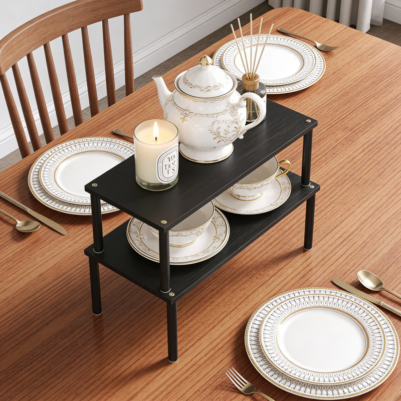 Ensemble de tablettes de rangement en bambou, étagère à épices empilable et extensible pour le comptoir de la cuisine et le rangement des armoires, conception de barre ronde robuste