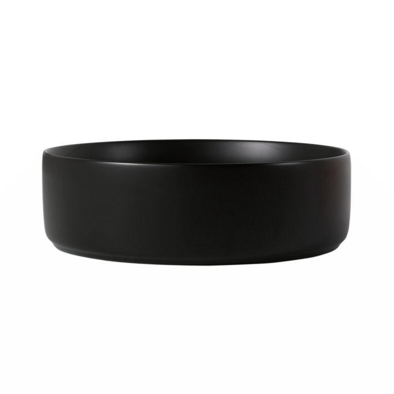 Wenty 15.7'' Ceramic Circular Bathroom Sink, Black