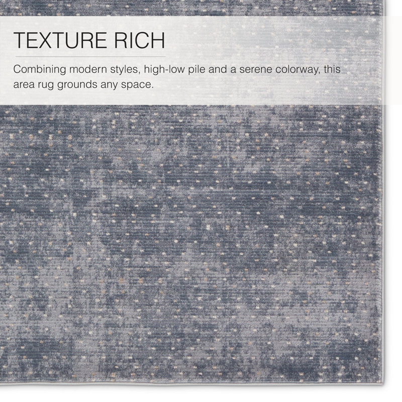 Tapis tissé à la machine abstrait bleu / crème, Rectangle 6 pi 7 po x 9 pi 6 po