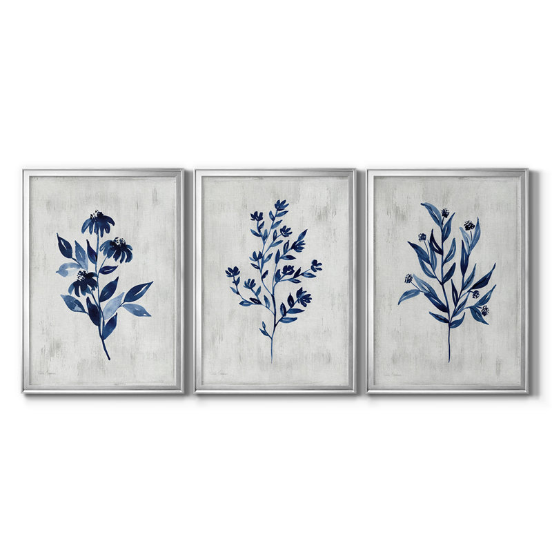 Wild Indigo I - Toile tendue avec châssis sur mesure - 3 pièces