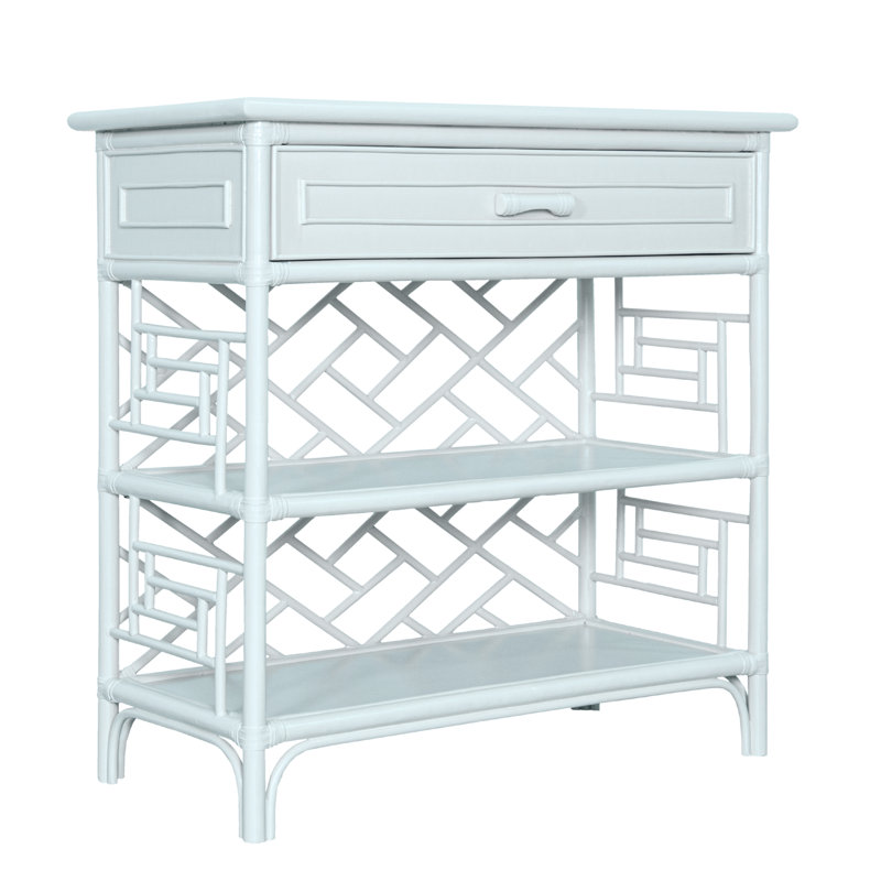 Chippendale End Table with Storage, Light Blue