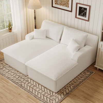 Modern Corduroy Upholstered Chaise Lounge Chair No Assembly Required by Everly Quinn